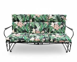 Outdoor Sofa with Tropical Floral Cushions
