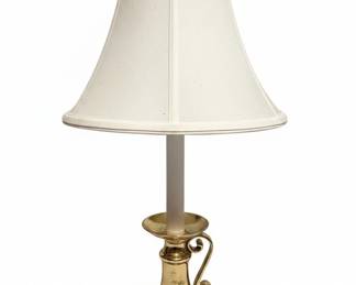 Vintage Stiffel Brass Candlestick Table Lamp with Cream Bell Shade