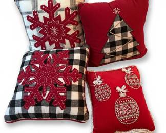 Set of Four Christmas Throw Pillows