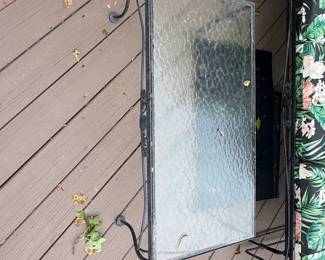 Wrought Iron and Textured Glass Patio Table