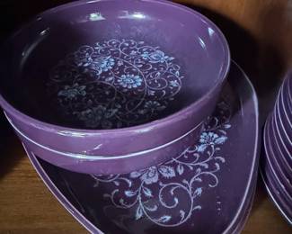 Noritake Fantasy Purple Serving Bowl and Platter Set