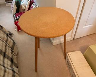Cork Top Side Table with Tapered Wooden Legs