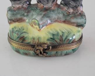 Chamart Limoges France Three Wise Monkeys Hinged Trinket Box