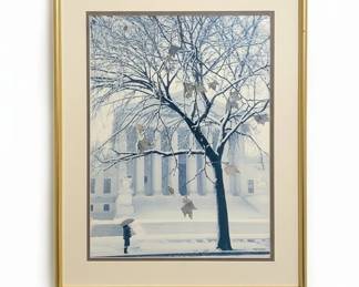 Fred J. Maroon Winter Scene Print