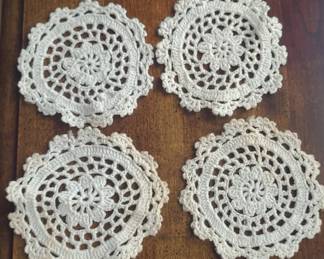 Set of Four Vintage Crocheted Doilies