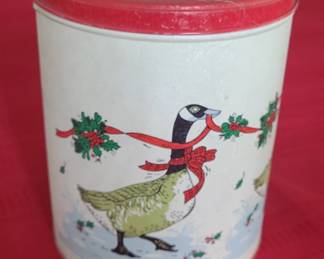 Vintage Christmas Goose Tin Canister