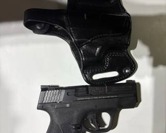 Smith & Wesson M&P Shield EZ .30 Super Carry Semi-Automatic Pistol with Leather Holster