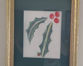 Holly Berries and Leaves Watercolor Painting
