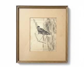 Florence Chaney Drawing on Seal Skin