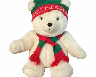 White Friends Themed Teddy Bear with Festive Beanie and Scarf