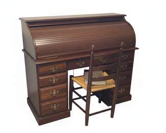Vintage Ethan Allen RollTop Desk and Chair Set