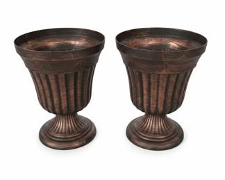 Pair of Vintage Metal Urn Planters