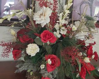 Artificial Floral Arrangement and Framed Gladiolus Art by Vassilak