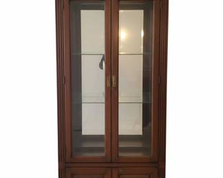 Vintage Display Cabinet with Glass Doors and Lower Cabinet