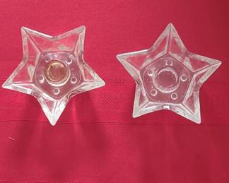Hazel Atlas Glass Star Candle Holders