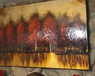 Textured Abstract Autumn Trees Landscape Painting