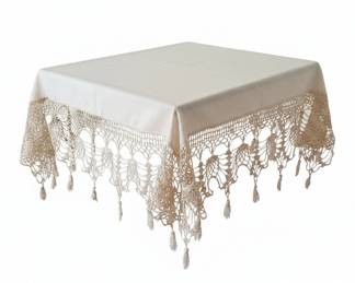 HandCrocheted Linen Table Runner with Tassels