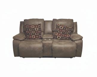 Faux Leather Double Recliner Loveseat with Cup Holders