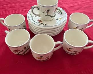 Gien Oiseaux de Paradis Coffee Cups and Saucers Set