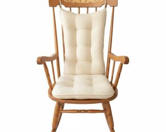 Wooden Rocking Chair with Floral Detail