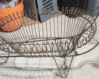 Metal decorative wheel barrel planter