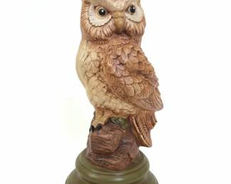 Vintage Lefton Ceramic Owl Figurine on Pedestal