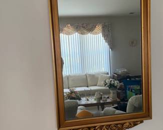 Ornate Gilt Wood Frame Mirror with Hollywood Regency Style