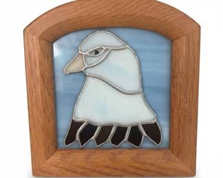 Stained Glass Eagle Head Framed Art