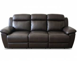 LaZBoy Trouper Walnut Leather Reclining Sofa