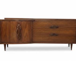 Available for presale - call or text 540-792-1914 if interested. Johnson Carper Fashion Trend MCM Walnut Bedroom Set