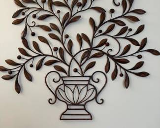 Metal Wall Art  Olive Branch and Urn