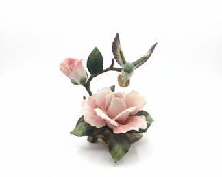 Audubons Aviary Porcelain Figurine  Hummingbird and Rose