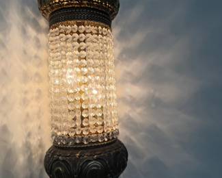 Vintage Turkish Moroccan Crystal and Brass Pendant Light