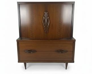 Available for presale - call or text 540-792-1914 if interested. Johnson Carper Fashion Trend MCM Walnut Bedroom Set