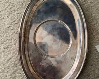 Silver Plated Oval Tray with Central Well by WM Rogers