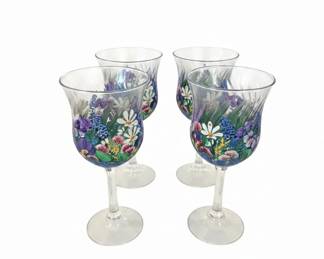 HandPainted Wildflower Wine Glasses and Pitcher Set