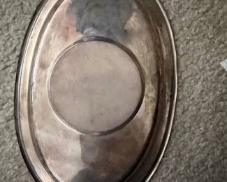 Oval Silver Plated Serving Tray with Raised Rim