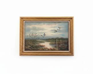 Mallard Ducks in Flight Oil Painting by Z. Max