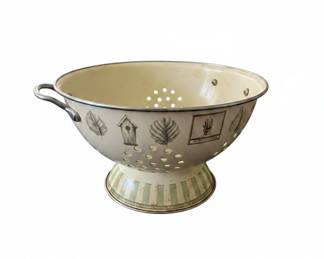 Vintage Enamelware Colander with Farmhouse Motifs