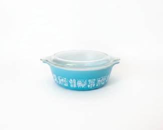 Pyrex Turquoise Butterfly Casserole Dish with Lid