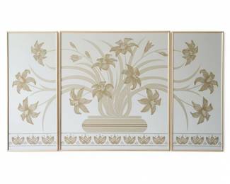 Robert Slimbach for Windsor Art Etched Floral Triptych Mirror