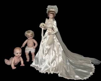 Vintage Franklin Heirloom Gibson Girl Bride  Pair of Shirley Temple Dolls of the Silver Screen