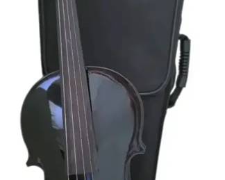  03 Cecilio Electric Midnight Black Metallic Violin Outfit Including Case CVNAE