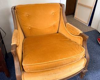 Mustard Yellow Vintage Velvet Armchair