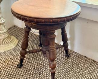 Antique Wooden Piano Stool - 19th Century