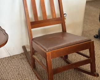 Leather and Wood Nitting/Quilting Rocker