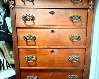 Vintage Wooden Highboy Chest of Drawers