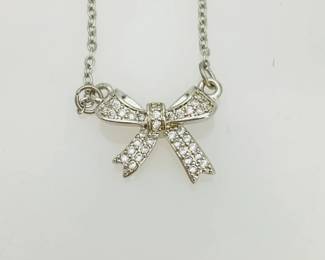 Stainless Steel & Rhinestone Pendant Necklace