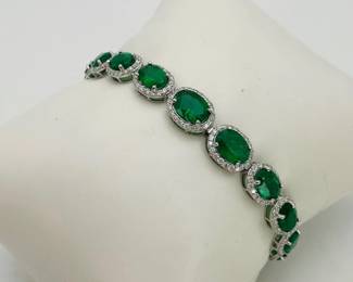 Emerald & Diamond Platinum Bracelet