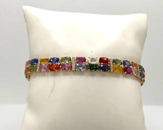 Mulit-Colored Saphhire Gold Bracelet